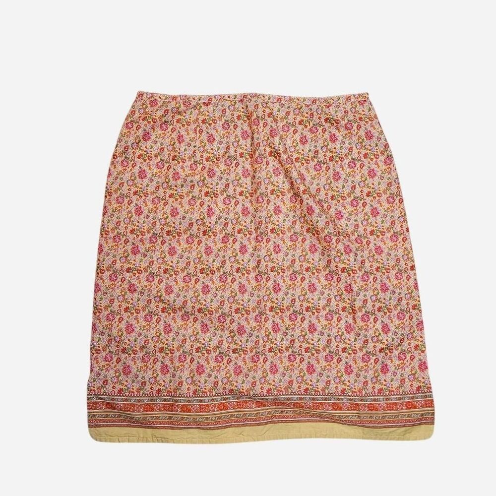 90s y2k cottagecore boho yellow pink floral skirt